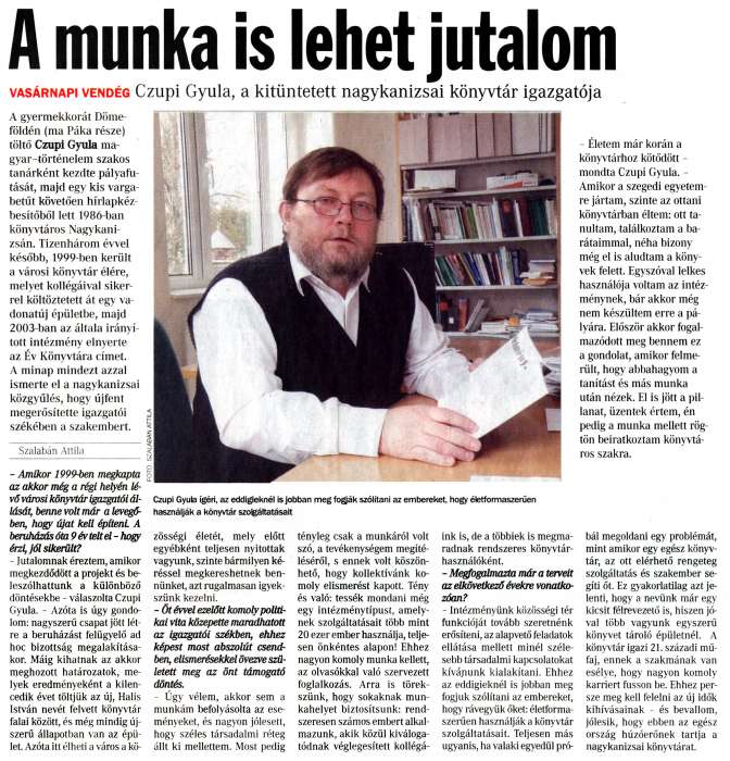 Vasárnapi Zalai Hírlap 2009 04 05 013sz 03old - A munka is lehet jutalom.jpg Vasárnapi Zalai Hírlap 2009 04 05 013sz 03old - A munka is lehet jutalom.jpg